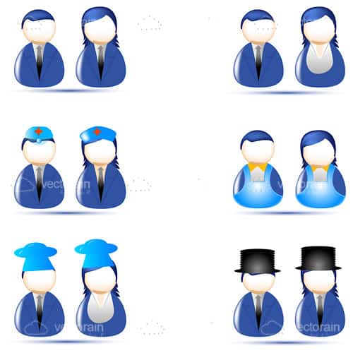Abstract People with Different Professions Icon Set